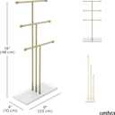 Umbra Trigem Hanging Jewelry Organizer Tiered Tabletop Free Standing Necklace Holder Display, White/Gold