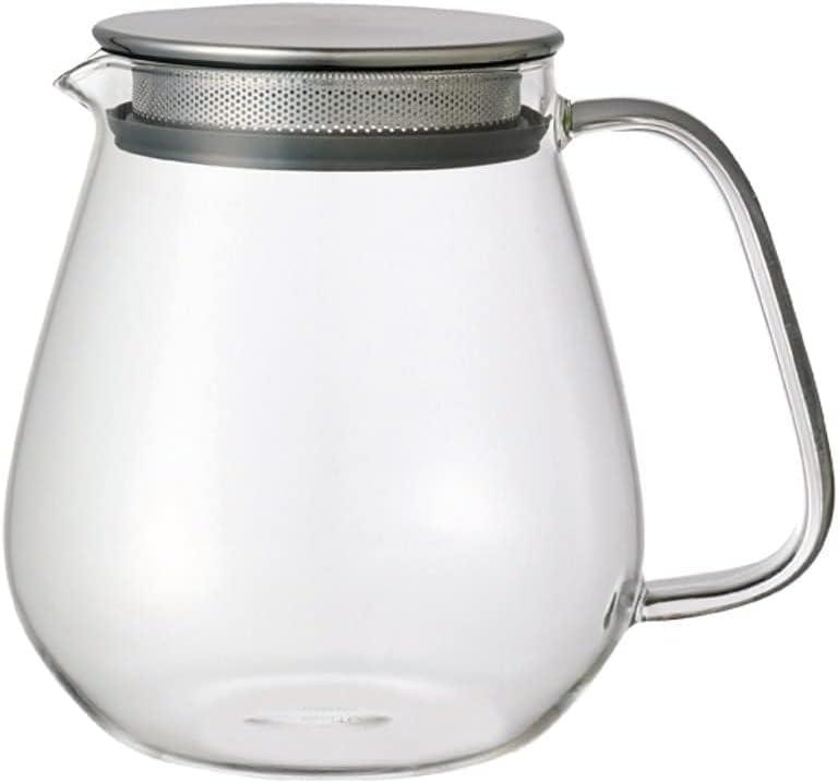Kinto Stainless Unitea One Touch Teapot 720 Milliliter (24.35 Fl. Oz.) - Heat-resistant Glass Teapot with Stainless Steel Strainer in Lid (Japan Import)