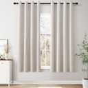 Joywell Natural Cream Beige Linen Full Blackout Curtains 72 Inches Long,Grommet Thermal Insulated Black Out Darkening Window Textured Drapes for Bedroom Living Room Nursery,2 Panels Set,52 x 72 Inch