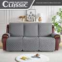KinCam Waterproof Recliner Sofa Cover, Recliner Couch Covers for 3 Seat Reclining Sofa Cover Furniture Protector with Elastic Straps for Kids, Pets, Grey