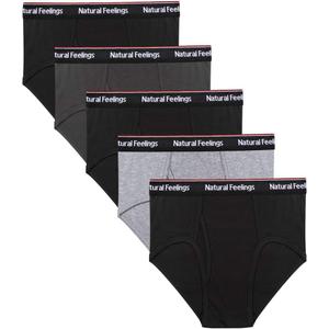 Natural Feelings Men's Briefs Underwear Multipack Mens Cotton Full Rise Briefs with Comfort Waistband Size XL