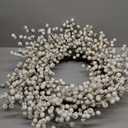 24" Berry Wreaths for Front Door - Water Resistant, Stunning Door Wreath on Grapevine (White Cream Berry)