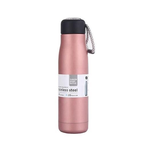 Double Wall Vacuum Insulated Water Bottle Flask 550ml Hot 10hrs Cold 30hrs BPA free Leak Proof Water Bottle for Gym Travel Office Sprots School Pack of 1 (Pink)