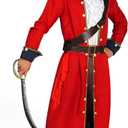 Spooktacular Creations Mens Pirate Captain Costume Set, Red Deluxe Captain Outfit for Adult Halloween Dress Up Party Cosplay