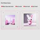 Acrylic 6x6 5x5 4x4 3x3 Floating Picture Frame Modern Desktop Display Photo Frame (Pink)