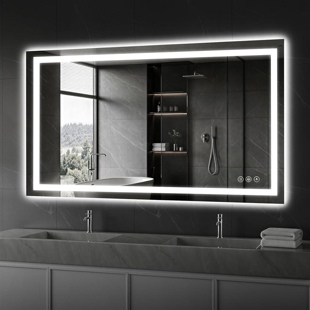 Koonmi 48x32 LED Bathroom Mirror, Shatterproof Mirror with Light
