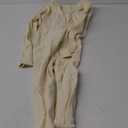 SUUKSESS Women Long Sleeve Ribbed Jumpsuit Zip up Front Workout Bodycon Romper (Medium, 02 Beige)