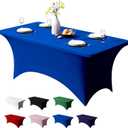 Trlyc 1 Pack 4FT Spandex Table Cloth - 48 x 30 Inch Rectangular Stretch Tablecloth, Wrinkle Resistant Scretch Table Cover for Wedding, Party, Banquet, Picnic, Outdoor Decoration (1 Pcs,Royal Blue)