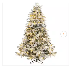 6 ft. Pre-lit Snow Flocked Hinged Artificial Christmas Tree with 260 LED Lights