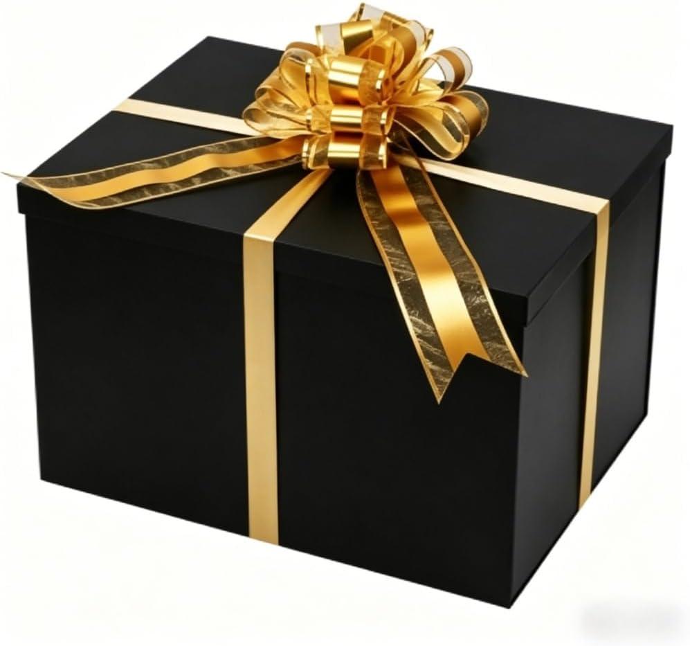 UoeRing Black Extra Large Gift Box 2Pcs 17x13x11 inch,luxury Gift Box with Lid for Birthday Christmas Valentine's Day Mother's Day (Contain Pull Bows,Card,Envelope,Filler)
