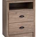 Prepac's Fremont 2 Drawer Nightstand: Elegant Bedroom Furniture, Bedside Table with Open Shelf, 23.25"W x 16"D x 28"H, Drifted Gray - DDC-2428