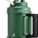 POWCAN One Gallon Insulated Water Bottle: 2-in-1 Straw Spout Lid, Dual Handle, Leakproof, Keep Cold 48H, 128oz Stainless Steel Water Jug for Outdoors, Trip, Sport, Fitness, Camping, Picnic (Forest)