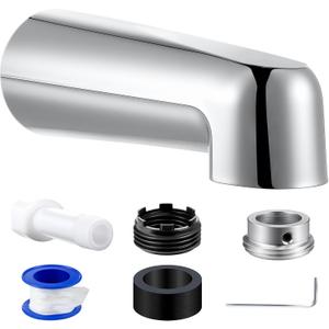 Dreyoo 7 Inch Tub Spout (Universal Fits 1/2" Copper Pipe, 1/2" IPS and 3/4" IPS), Bathroom Bathtub Faucet with Adapters and Hex Wrench(Chrome,Without Diverter)