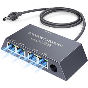 4 Ports Starlink Ethernet Adapter for Gen 3 and Starlink Mini, Connect 4 Wired Devices at Once Up to 1Gbps