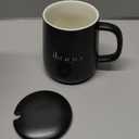 Ceramic Coffee Mug Set, 15oz Mugs with Lid and Spoon,  Coffee Mug, Matching Mug lid, Novelty Laser Engraving Pattern, Best Gift for Coffee, Tea, Cocoa Lovers