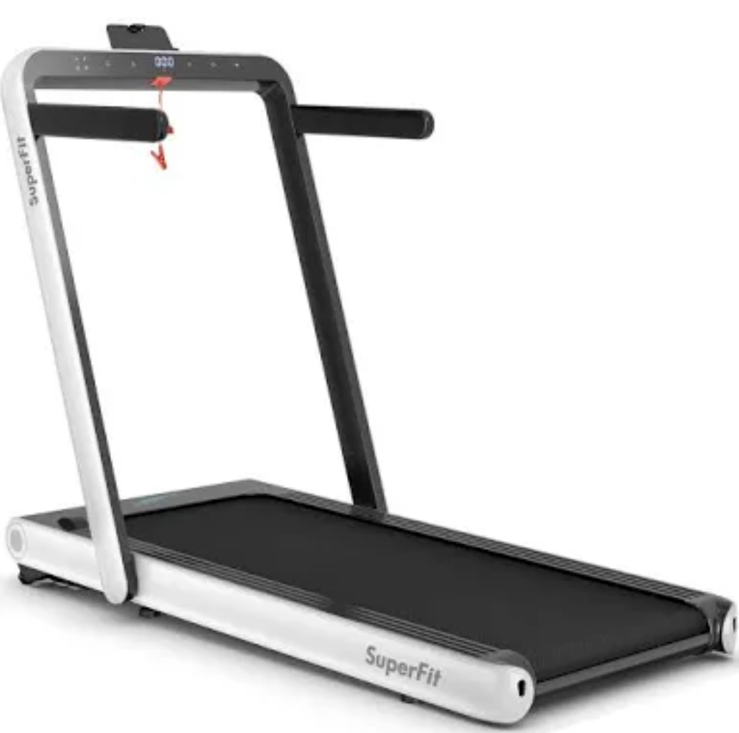 4.75HP 2 In 1 Folding Treadmill W/Remote APP Control - White