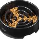 Large Slow Feeder Dog Bowls,Hold 8 Cups,Stop Bloat Bowl Anti-Choking &Anti-Gulping & Fun Feeding Bowl (Large, Black)