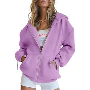 PRETTYGARDEN Women's 2025 Zip Up Y2K Hoodies Casual Long Sleeve Sweatshirts Fall Spring Track Jackets with Pockets Small