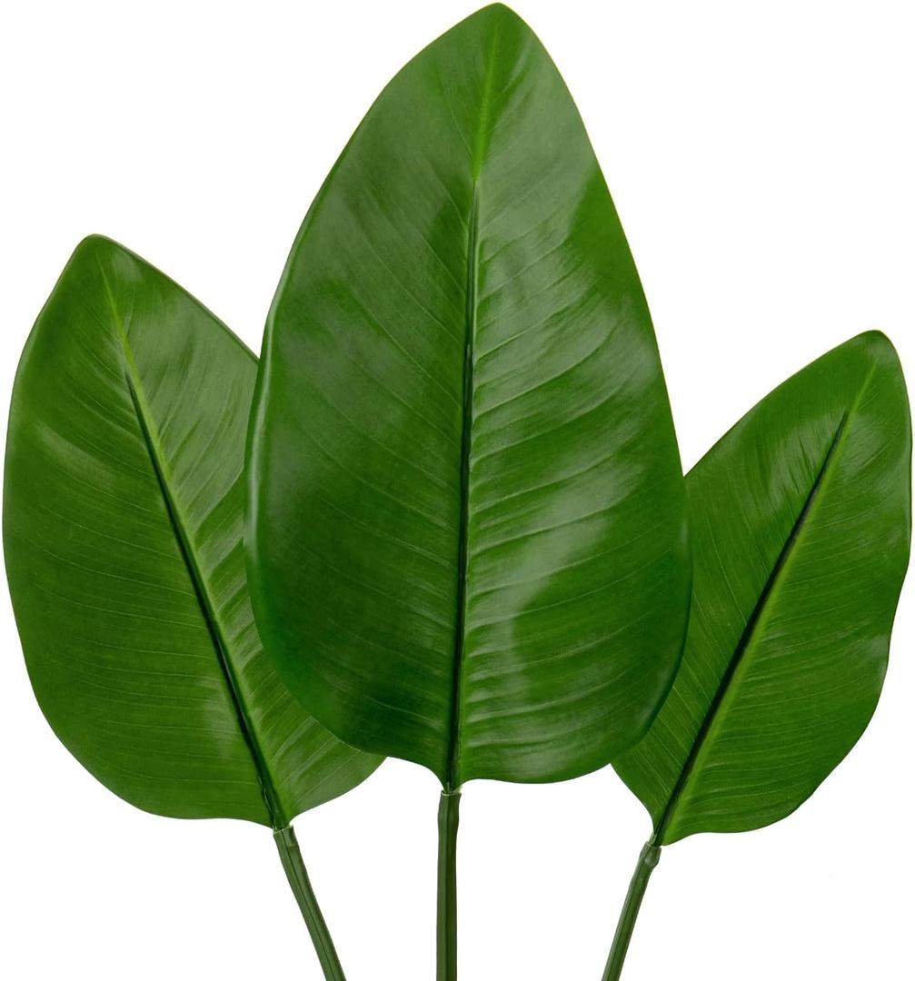 DILATATA 3 Pack Artificial Bird of Paradise Leaves with Long Stem for Vase - Fake Tropical Plants Palm Leaves Realistic Banana Leaves for Home Wedding Party Decor DILATATA 3 Pack Artificial Bird of Paradise Leaves with Long Stem for Vase - Fake Tropical Plants Palm Leaves Realistic Banana Leaves for Home Wedding Party Decor