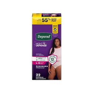 Depend Night Defense Adult Diapers, Incontinence & Postpartum Bladder Leak Underwear for Women, Disposable, Overnight, Medium, Blush, 22 Count