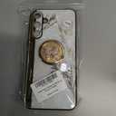 for Samsung Galaxy A16 Glitter Case with Chain Bracelet & Kickstand, Bling Butterfly Flower Shockproof Protective Cover, Sparkle Crystal Pearl Design for Samsung A16 DLH-White