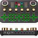 Facmogu K600 Gaming Audio Mixer, Streaming Audio Mixer with XLR Microphone Support, DJ Mixer Built-in 48V Phantom Power, Live Sound Card for PC Phone Live Streaming Podcasting Karaoke Tiktok YouTube