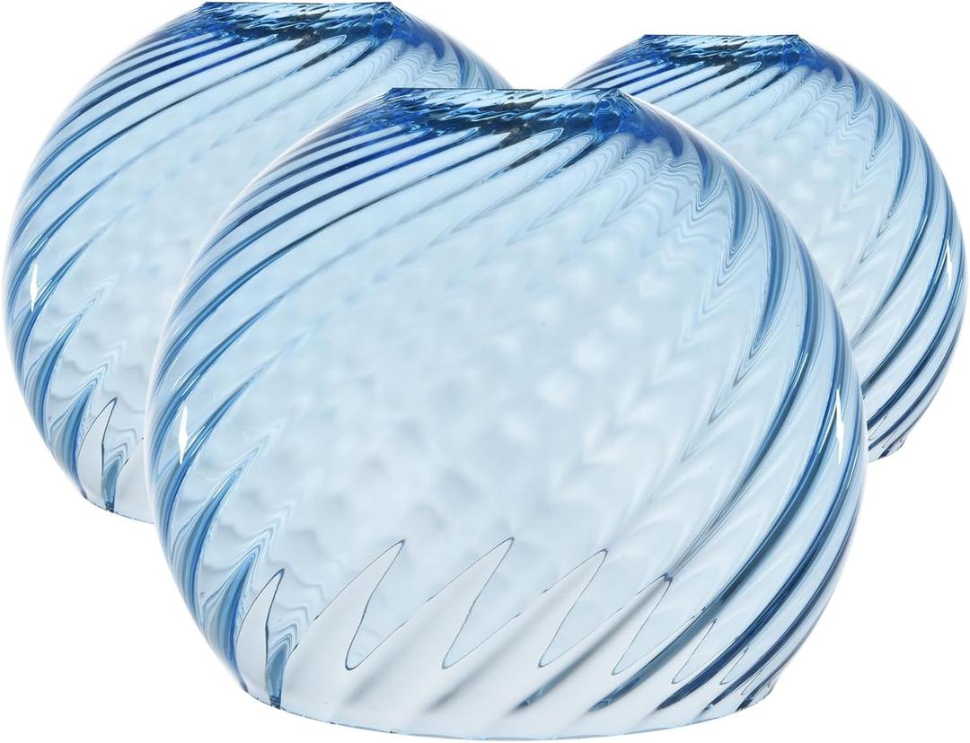 3-Pack Blue Ripple Glass Globe Cover for Ceiling Fixture Replacement, E26 Base 1-5/8 Inch Fitter, Globe Cover for Ceiling Wall Fixtures Lamp Posts or Streetlights, 5.9 inches