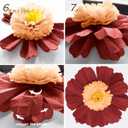 2 x NICROHOME Wedding Party Decorations, 6 PCS Large Dark Red and Orange Crepe Paper Flowers Pom Poms Decorations for Engagement, Bridal Shower Cutie Baby Shower Holiday Party Supplies