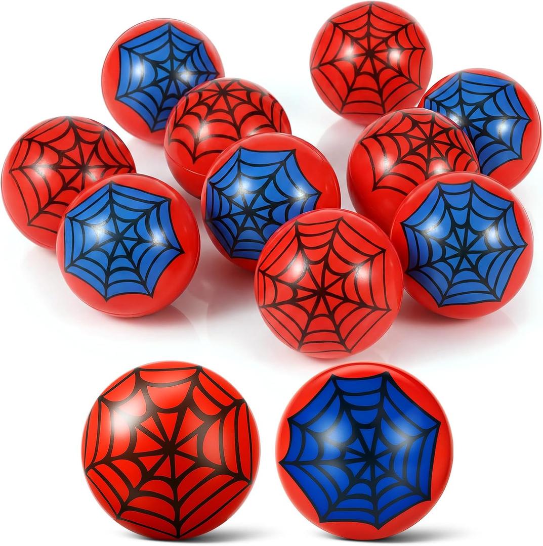 Civaner 24 Pcs Spider Party Favor, 1.57'' Stress Ball Sensory Fidget Toys for Kids Birthday Decorations Game Supplies Goodie Bags Stuffers Easter Basket Filler Classroom Gifts (Purple Web) (Red Blue Web)