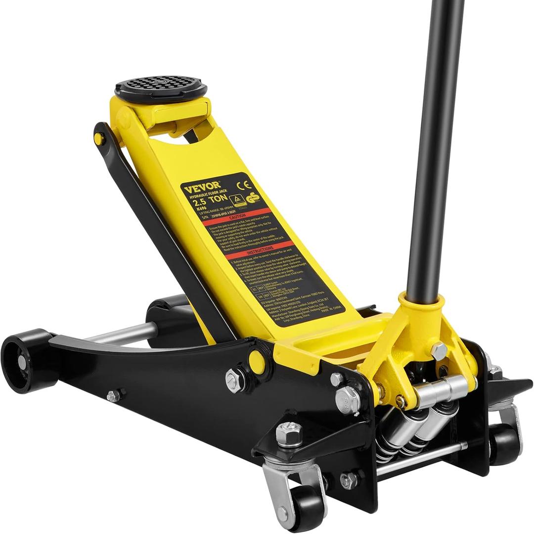 VEVOR 2.5 Ton Low Profile, Heavy-Duty Steel Racing Floor Jack with Dual Pistons Quick Lift Pump, Lifting Range 3.64"-19.49"
