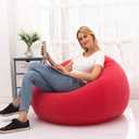 Beanless Bag Inflatable Chair, Air Sofa Outdoor Inflatable Lazy Sofa Chair No Filler,Washable Couch Bean Bag Chair Folding,for Organizing Plush Toys Or Memory Foam (Red)