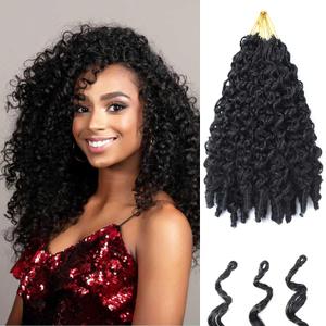 Burmese Crochet Hair for Black Women Curly Crochet Hair Water Wave with Spiral Curly End Pre-Twisted&Pre-Looped Top Boho Braids Crochet Hair Extensions (1B, 10)