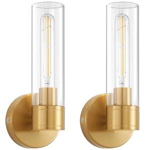 Brushed Gold Wireless Wall Sconce Set of 2, 12000 mAh Battery Operated Wall Lights with Remote Control, Rechargeable Dimmable Wall Lamps for Bedroom Bathroom Living Room Hallway Stairwell, 3000K