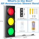 Traffic Light Lamp Decor on Wall: Remote Control LED with Easy Installation - Stop Signal Adjustable Color Green Red Yellow - Retro Industrial Design for Kids Room Classroom Bedroom Party Bar