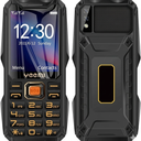 2G Rugged Phone, Unlocked Cell Phone for Seniors/Kids, Elderly Mobile Phone with 2.6in Screen, 16800mAh Battery, Dual LED Flashlight, Big Speaker, SOS, Radio, Bluetooth (Black)