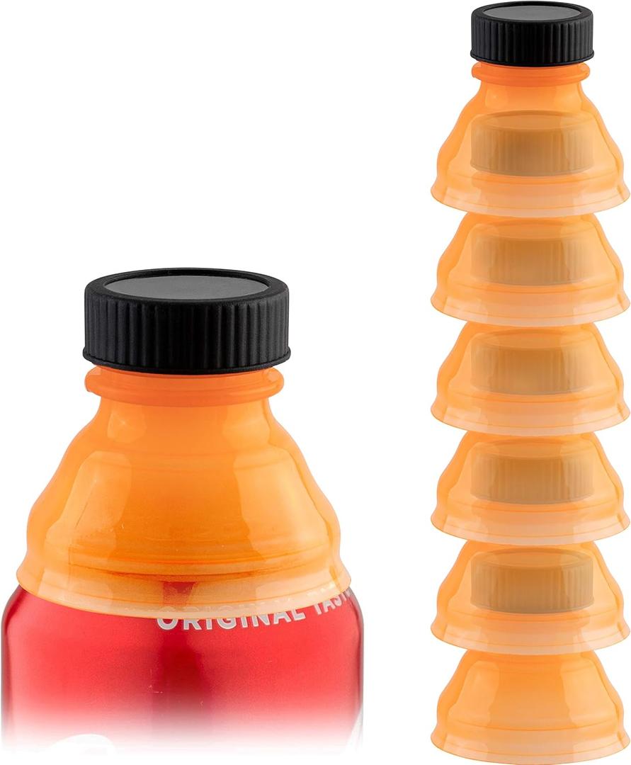 Reusable Soda Can Lids - 6-Pack Spill-Proof, Snap-On Covers for Freshness and Protection, Orange Can Toppers Set of 6