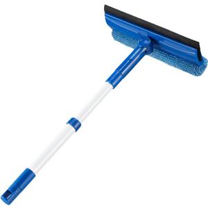 2 x 2 in 1 Squeegee Window & Microfiber Cloth Head with 14-18" Long Handle,Sponge Car Window Squeegee for Gas Station, Glass,Shower,Outdoor High Window Cleaning