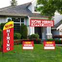 4 Pcs Feather Flag Set Include 2 Now Hiring Sign with Stake, 7 ft Now Hiring Feather Advertising Flag, Banner with Rope for Business Promotion