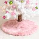 Light Pink Christmas Tree Skirt, Small Fur 24 Inch Tree Skirt, Soft Pastel Pink Fluffy Valentines Tree Rug, Pink Christmas Decorations Tree Ornaments for 3 Ft Tree