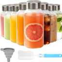 Sursip 8 oz Glass Bottles with Stainless Steel Lids (Set of 8) - Reusable Small Clear Jars for Juicing, Wellness Shots & Fridge Organization - Leakproof, Dishwasher Safe & BPA Free