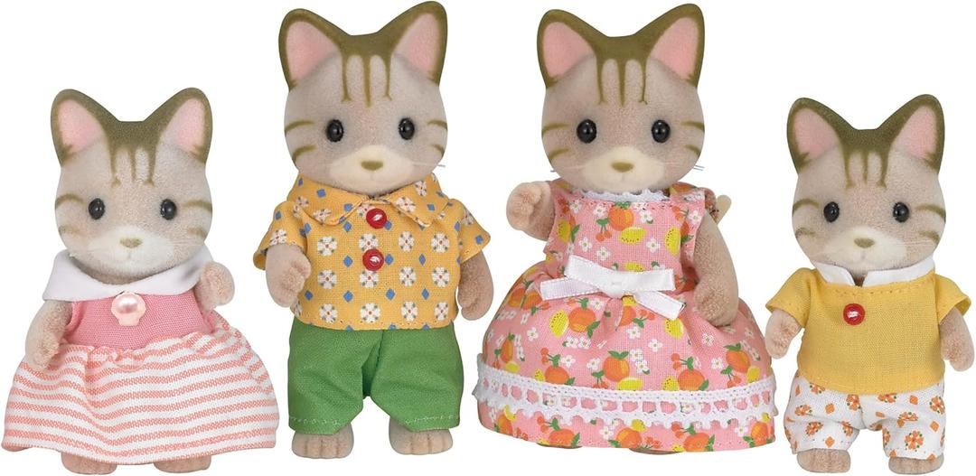 Calico Critters Sandy Cat Family, Set of 4 Collectible Doll Figures