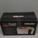 Mueller UltraToast Full Stainless Steel Toaster 4 Slice, Long Extra-Wide Slots for Bagels and Waffles, 6 Browning Levels, LED Display, Cancel/Defrost/Reheat Functions & Removable Tray, Kitchen Gadgets
