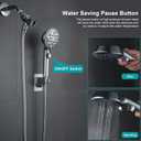GwernKB Handheld Shower Head with On and Off Switch 8-Mode High Pressure Showerhead with 79 Inches Extra-long Stainless Steel Hose and Bracket PLUS Extra Low-Reach Adhesive Wall Mount for Kids, Silver