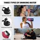 1 Gallon Water Bottle Insulated(Cold for 48 Hrs),BPA Free&Leak Proof,128oz Stainless Steel Water Jug,Large Water Bottle with Straw Spout Lids for Gym,Hiking,Camping&Travel,Red Purple