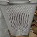 60L Slim Laundry Hamper, Clothes Basket, Lid, Ventilated, Plastic, Set of 2, White