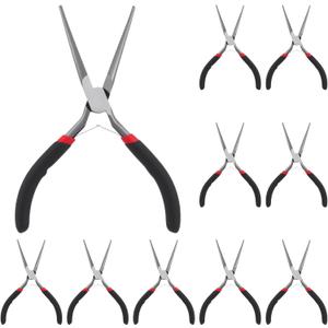 10 PCS 6 Inch Extra Long Needle Nose Pliers, Mini Precision Jewelry Pliers with Comfort Grip, Needle Nose for Jewelry Making, Repair, Crafts