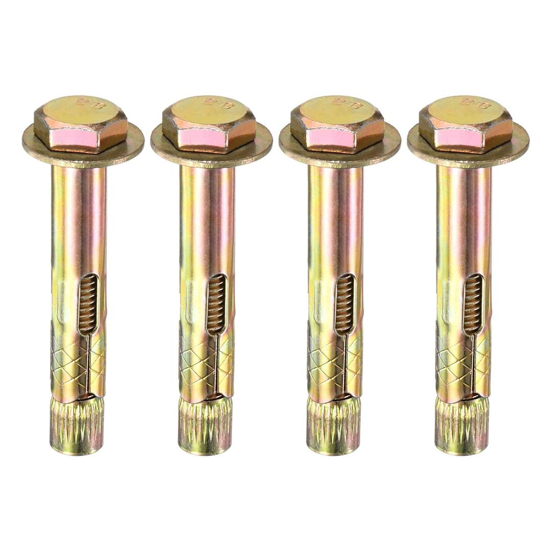 8-Pack Hex Expansion Bolt, M10x70mm Colored Galvanized Iron-Carbon Steel External Hex Expansion Bolts, Anti-Corrosion Metal Bolt for Concrete/Dry Brick/Block Walls