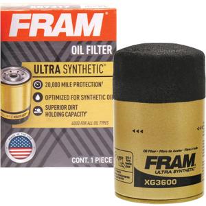 FRAM Ultra Synthetic XG3600 20K Mile Change Automotive Replacement Engine Oil Filter for Synthetic Oil Changes, Premium Vehicle Engine Protection Oil Filter for Select Vehicle Model Years (One Size)