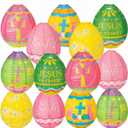 Wenqik 12 Pcs Easter Egg Paper Lanterns Party Decorations 10 Inch Spring Colorful Flower Dot Decorative Ceiling Hanging Lanterns for Home Easter Birthday Party Supplies, 6 Styles(Christian)