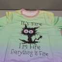 MNLYBABY It's Fine I'm Fine Everything Is Fine Sweatshirt Women Cute Black Cat Tee Tie Dye Cat lover Long Sleeve Top (M)